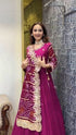 Royal Rani Pink Bandhej Anarkali Set with Embroidered Gota Work Dupatta